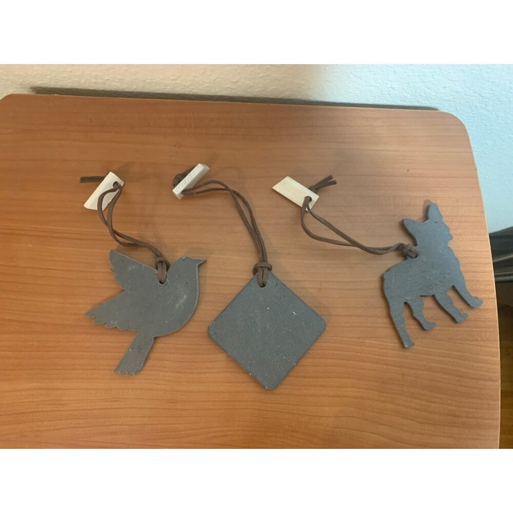 3 Pack Ornaments Decor Stone Leather Animals Dog Dove DIY Castle Christmas Boho